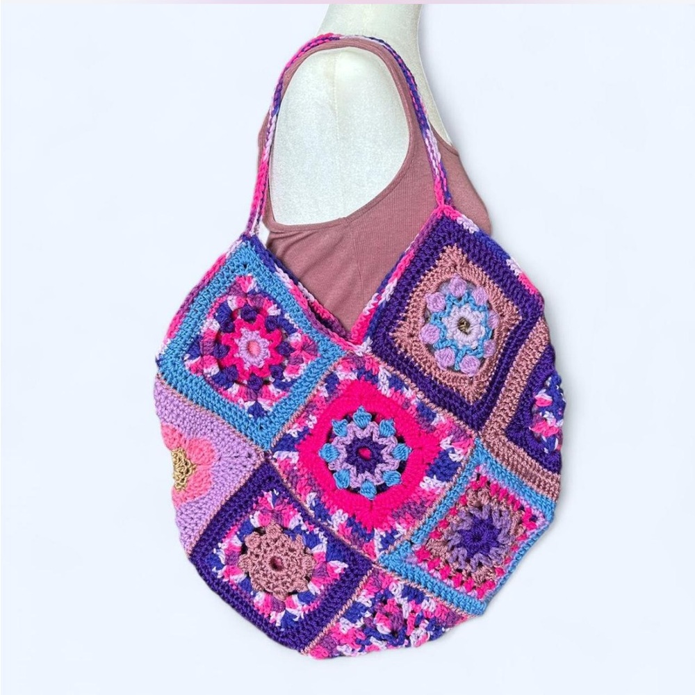 Handmade Crochet Granny Square Bag